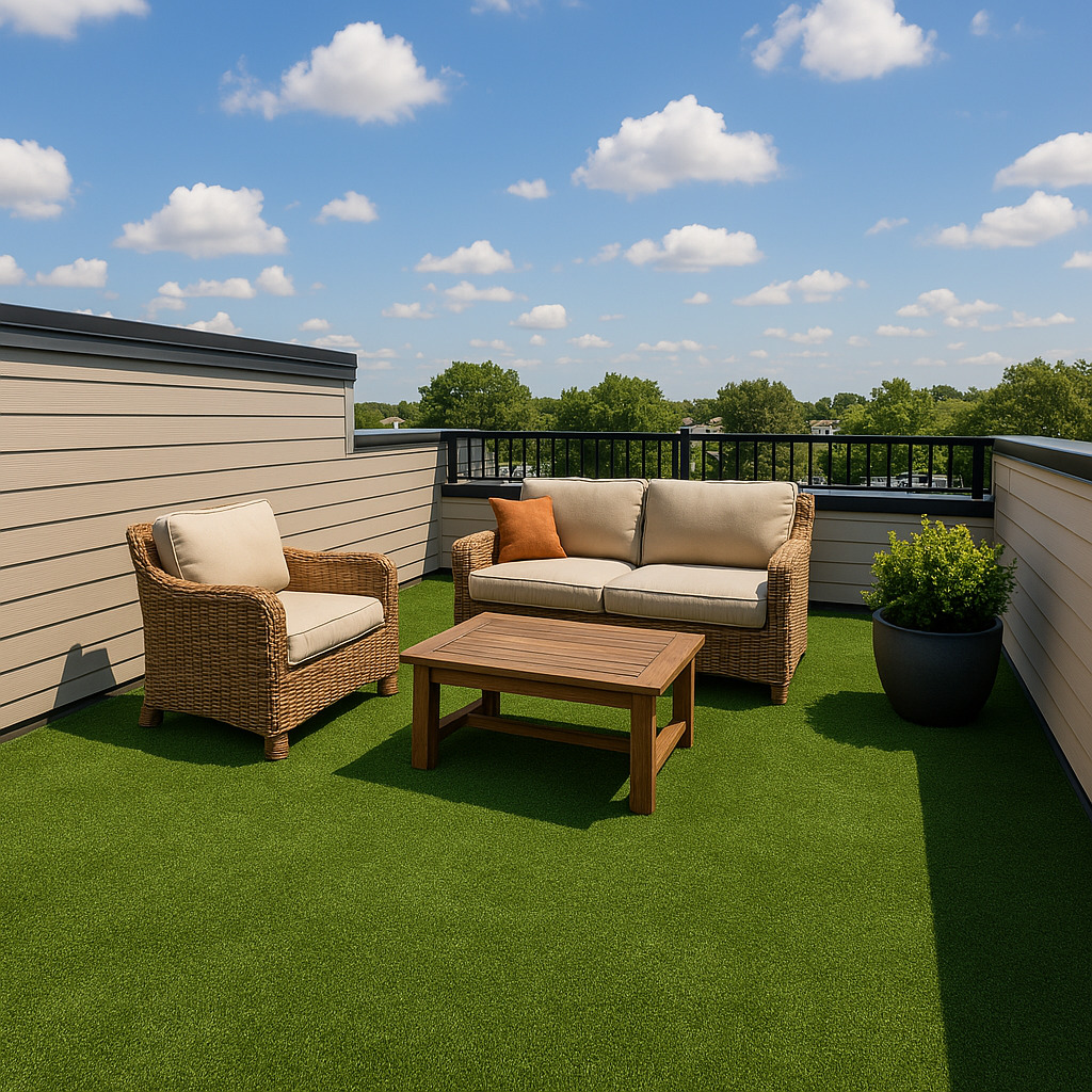 rooftop deck featuring artificial turf
