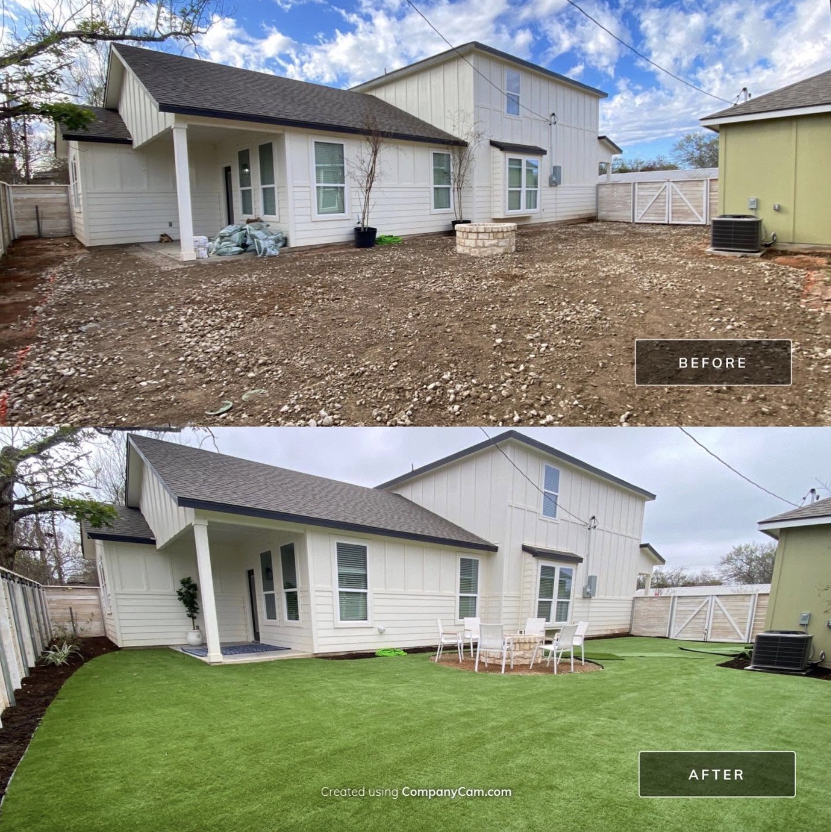 Biltright Turf yard before and after artificial turf installation, example 7