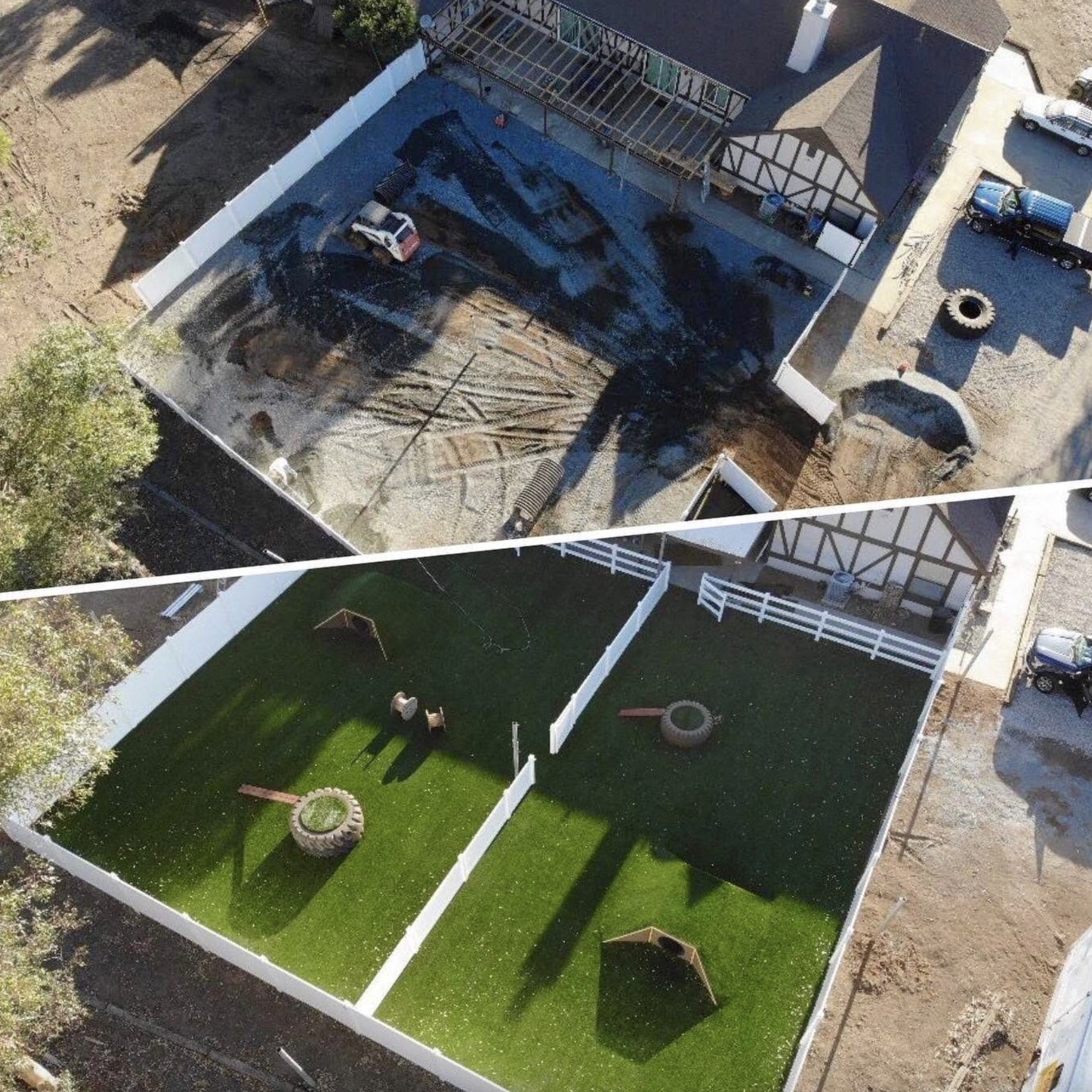 Biltright Turf yard before and after artificial turf installation, example 15